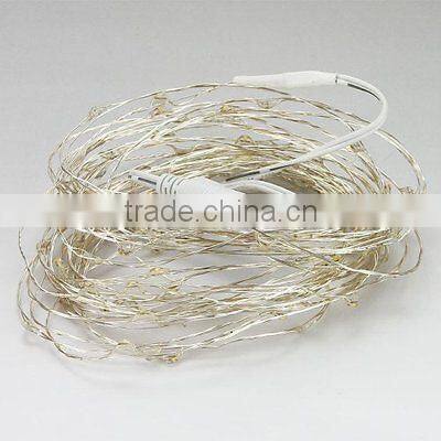 10M 33Ft 100 Leds Starry Copper Wire Warm White LED Lights + DC Power Supply