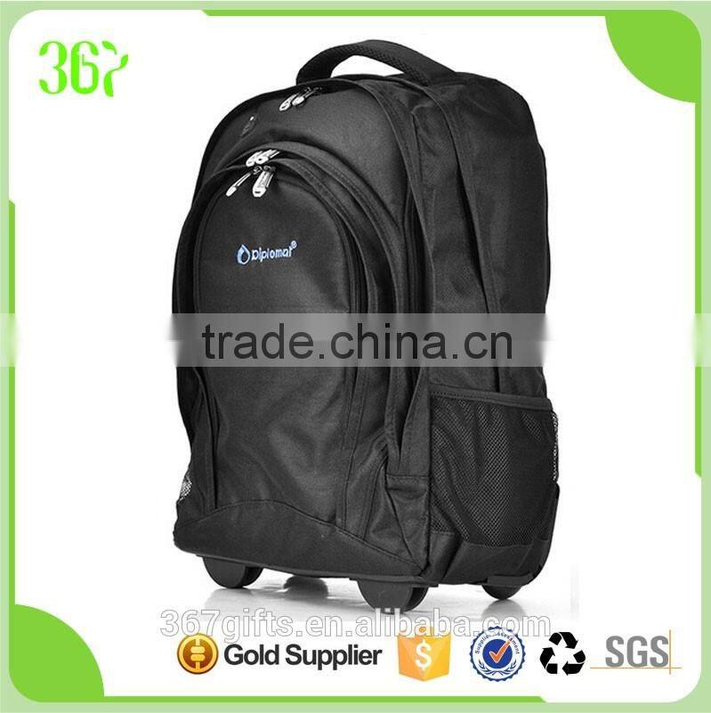 Wholesale Online Backpack Trolley Wheeled 600D Polyester Trolley Bag with Many Pockets
