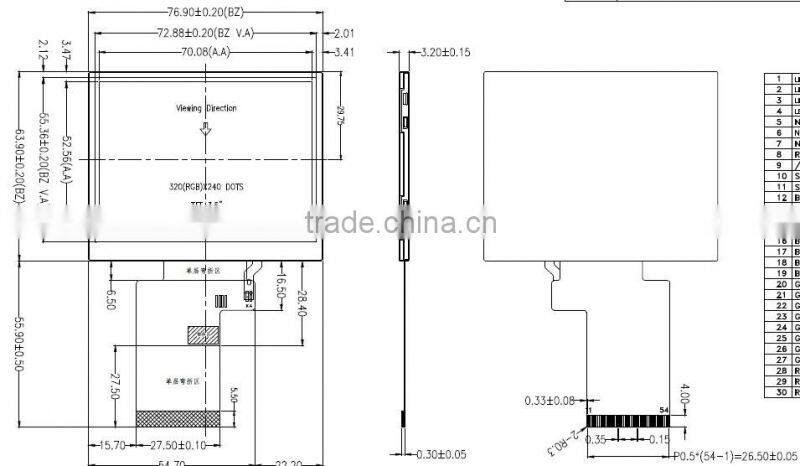 TFT 3.5" mini lcd video screen