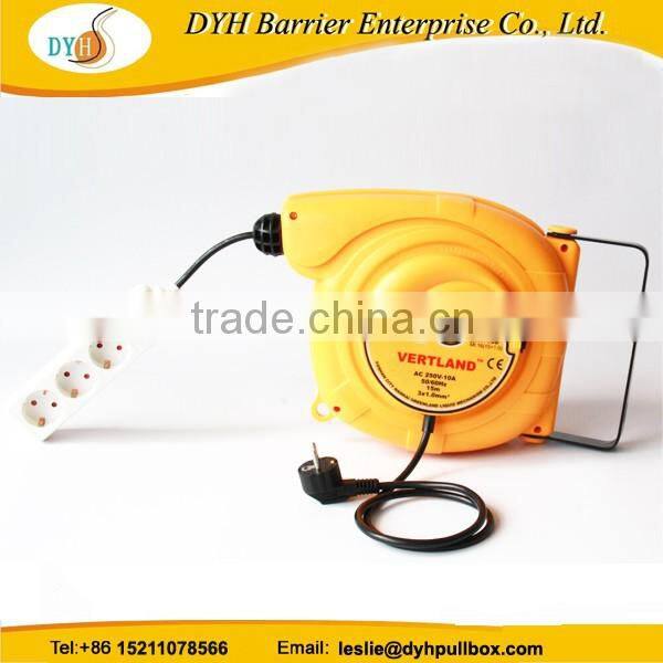 Industrial automatic 15M power cord retractable cable reel with socket
