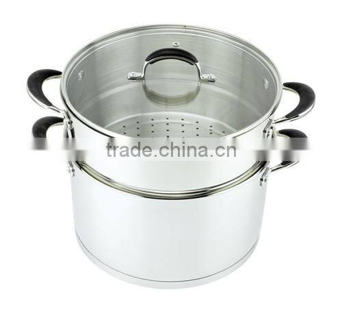 AH3616 3PCS STAINLESS STEEL 201 2LAYER BOILER ( STEAMER SET )