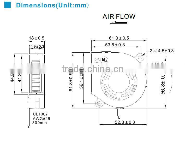 24V DC centrifugal exhaust fan brushless blower 60*60*18mm