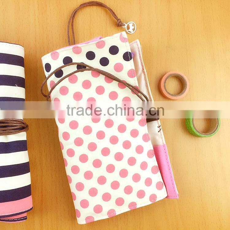 Chinese made pencil bag rolling fold up gift pencil bag;canvas Folding gift pencil bag school pencil case pen bag