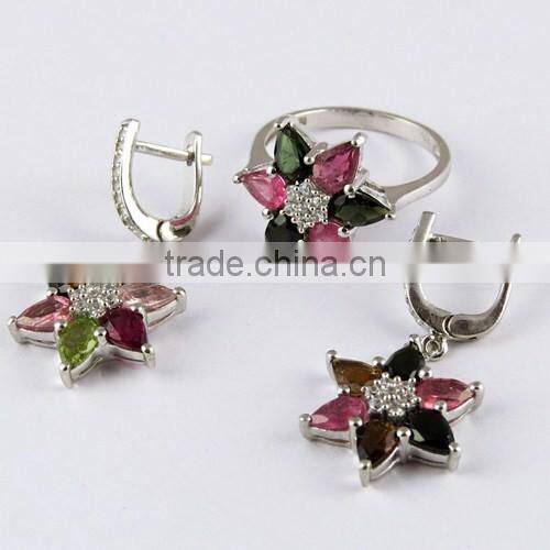 Big! Beautiful !! Turmuline_White C 925 Sterling Silver Set, 925 Designer Silver Jewellery Exporter, Silver Jewelry Supplier