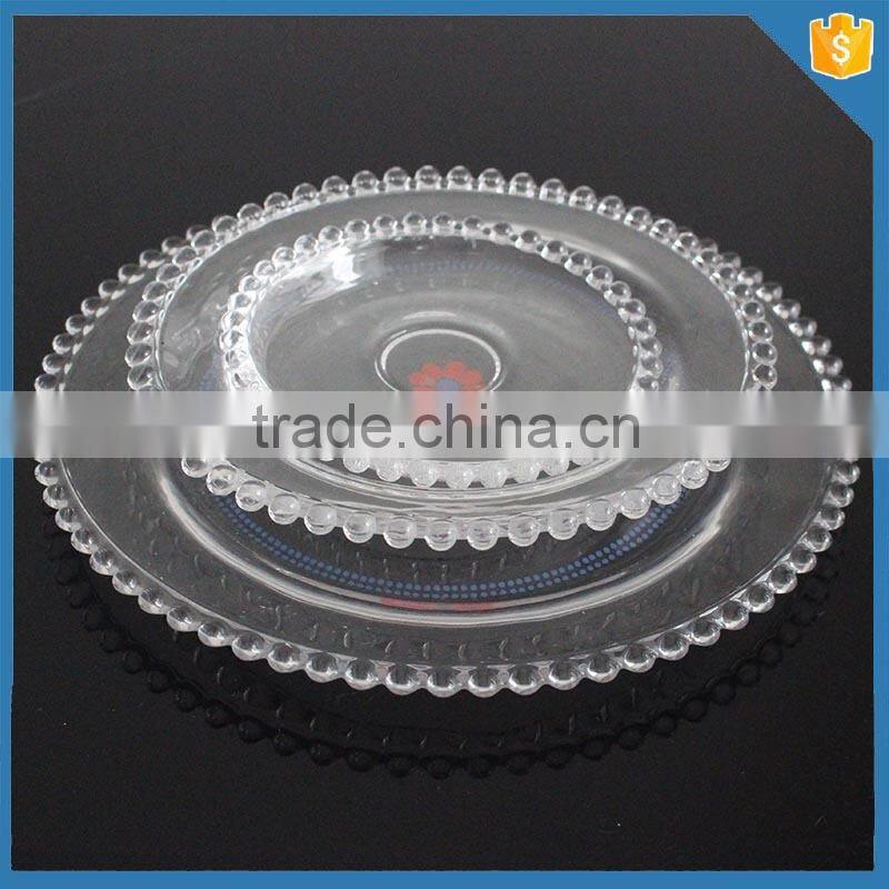 Wedding used wholesale glass beaded charger plate