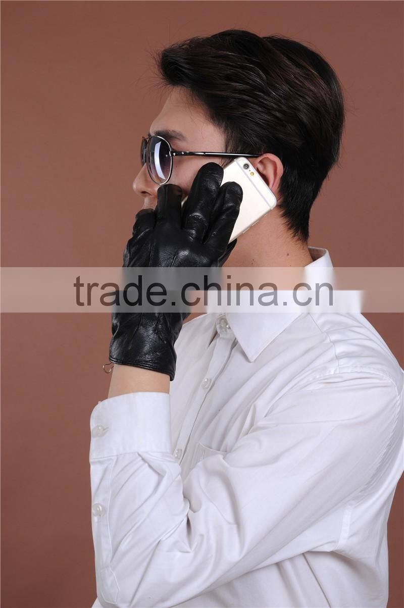 Winter Men's Genuine Leather Gloves Driving Sheepskin Mittens Thicken Warm Fashion Male Gloves