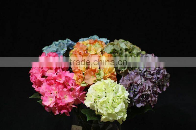 Single wholesale silk flower hydrangea for decoration with 30 forks