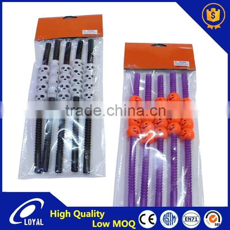 Halloween Skull Drinking Straw Crazy Plastic Flexible Drinking Straws With Skull
