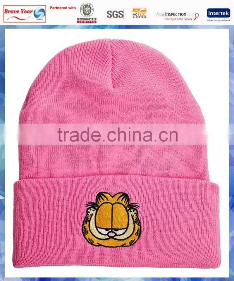 Garfield pink beanie hat/summer beanie hat/free knitting pattern hat beanie