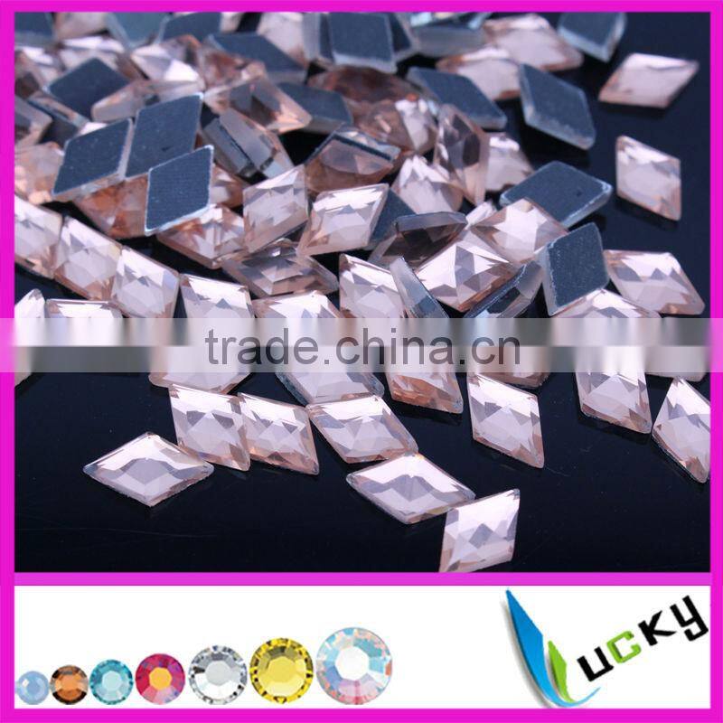 2014 new flat back diamond shape hot fix rhinestones swimming for iron-on transfer