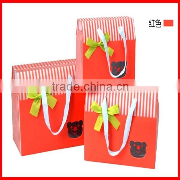 New Designed Seal Colorful Shopping Paper Bags With Ribbon