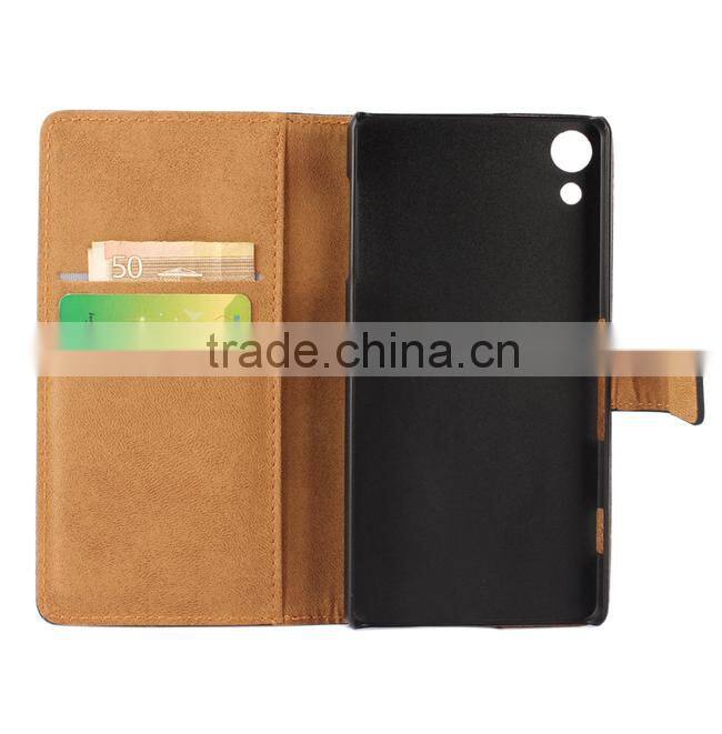 Plain Wallet Genuine Leather Case Cover For Sony Xperia Z4