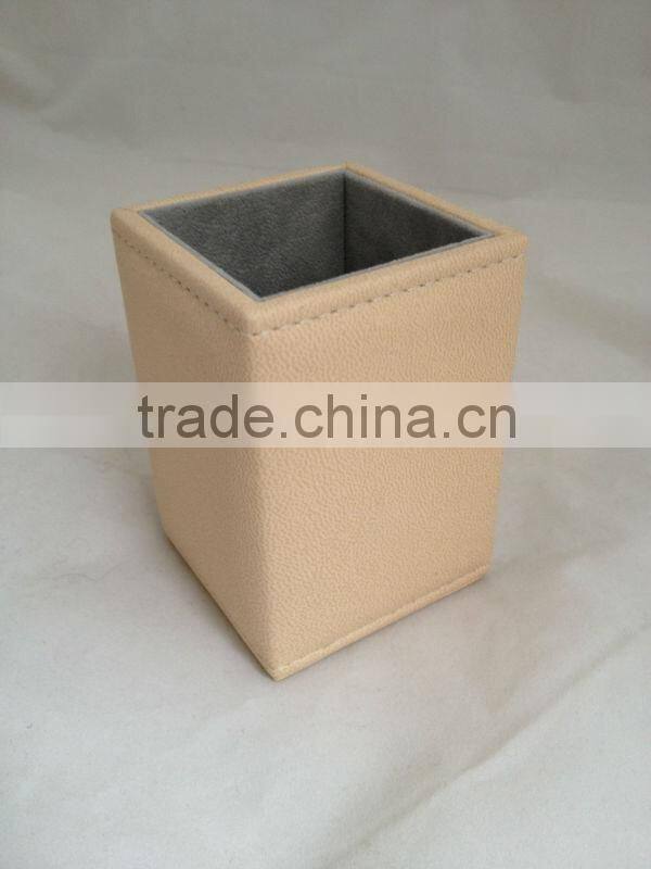 fashion square leather pen container