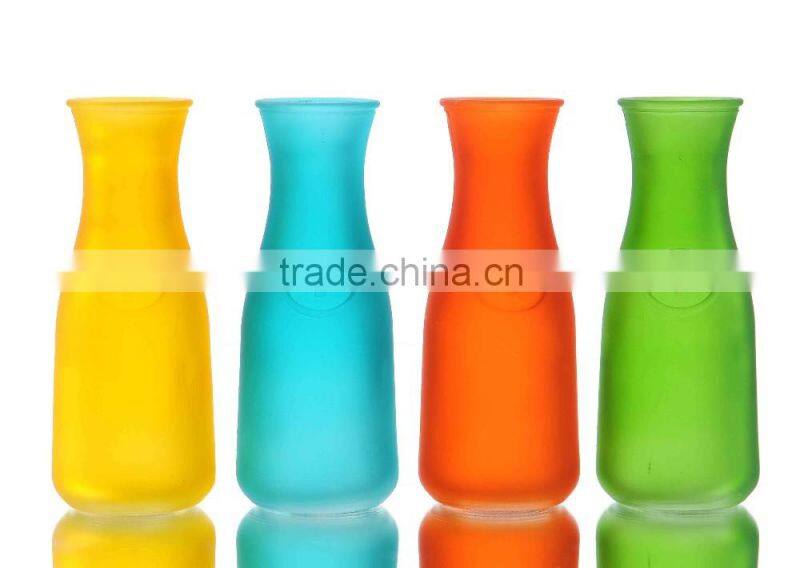 8'' Tall Carving Frosted Color Glass Vase