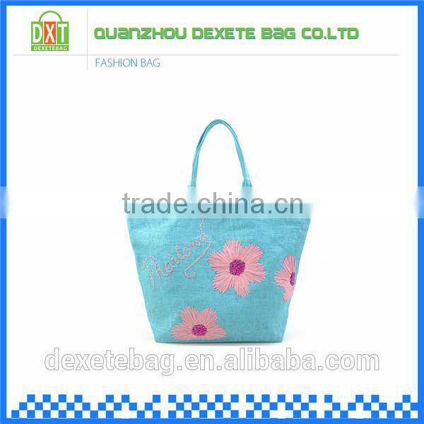 Best quality blue jute beautiful promotional beach bag