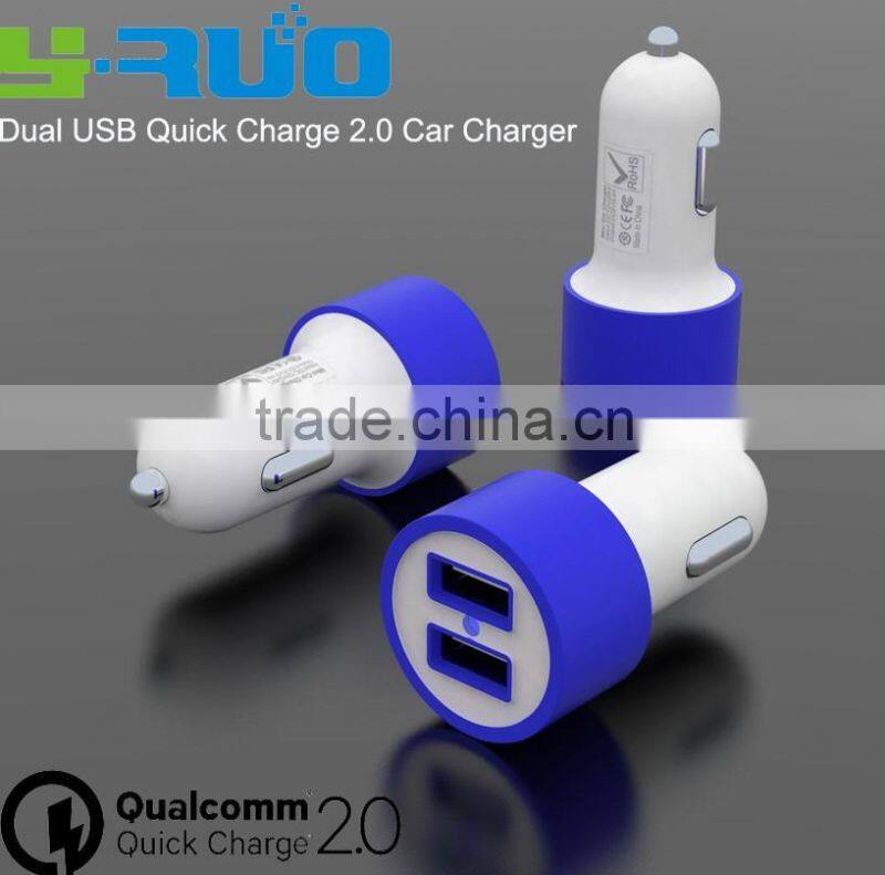 Dual QC 2.0 ports quick charge QC 2.0 Car Charger with output 5V 2.4A 9V 2A 12V 2A