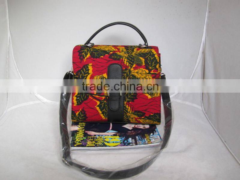authentic African printed wax fabric and leather bag