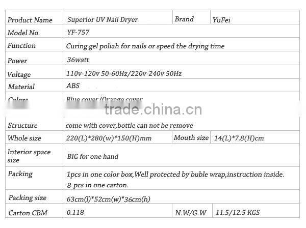 Hotselling nail art gel lamp 36w sensor salon uv manicure lamp with sensor