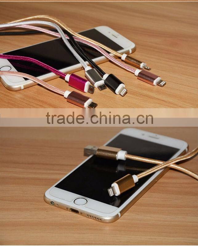 Top quality Mobile Phone USB Sync Data Cable 1m Nylon Data Line 2A Fast charge for Apple iPhones 5/5s/se/6/6s/6s plus/ipad mini
