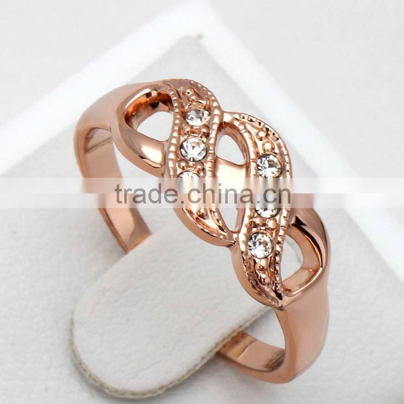 Fashion Hollow Spiral Micro Pave Simple Ring Rose Gold Plated Wide Rings For Women