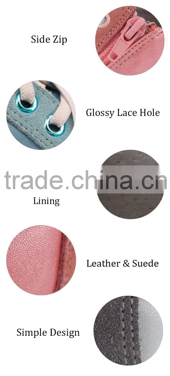 High Quality Custom Logo Fashion Lace-up Pink Leather Girls Sneakers