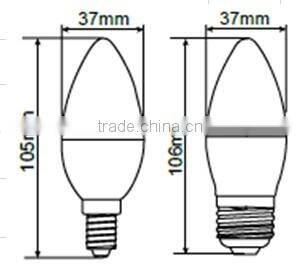 2016 hot sale C37 6W 85-265V E27 E14 led light bulb