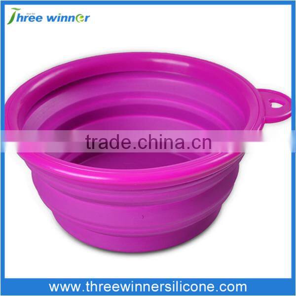 blue round shape silicone pet bowl non-stick pet bowl