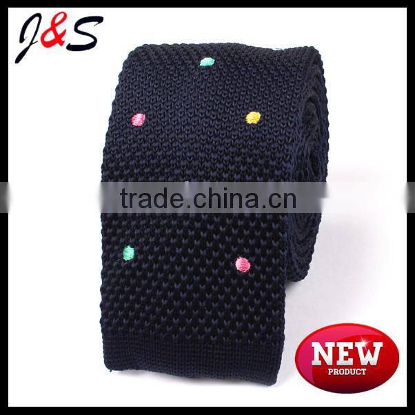 new arrival mens navy blue knitted tie with 5 COLOR polka dots KT055