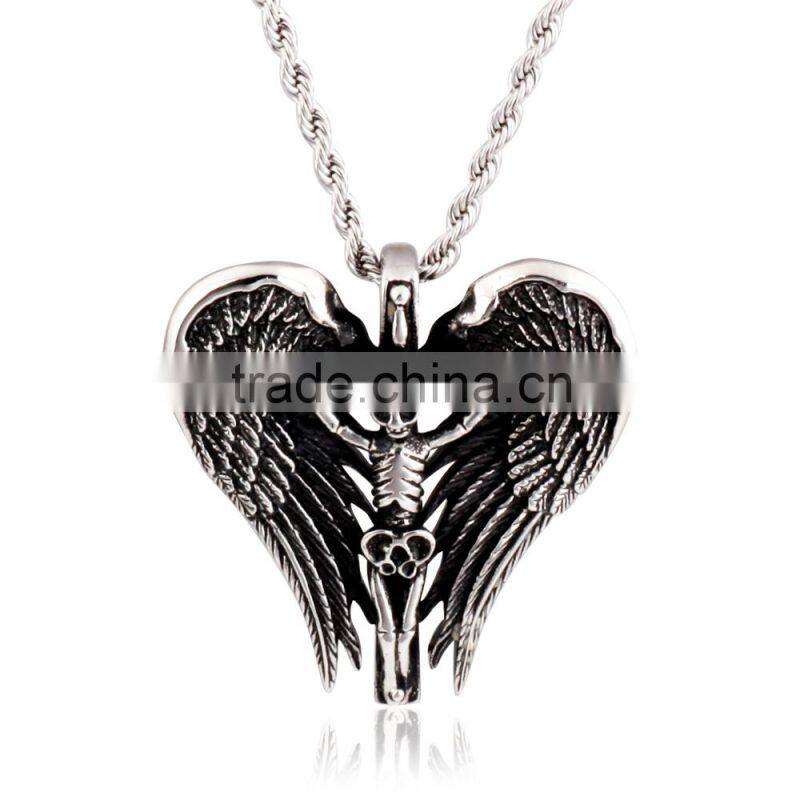 Fashion Stock Stainless Steel Skull Design With Wing FP50019