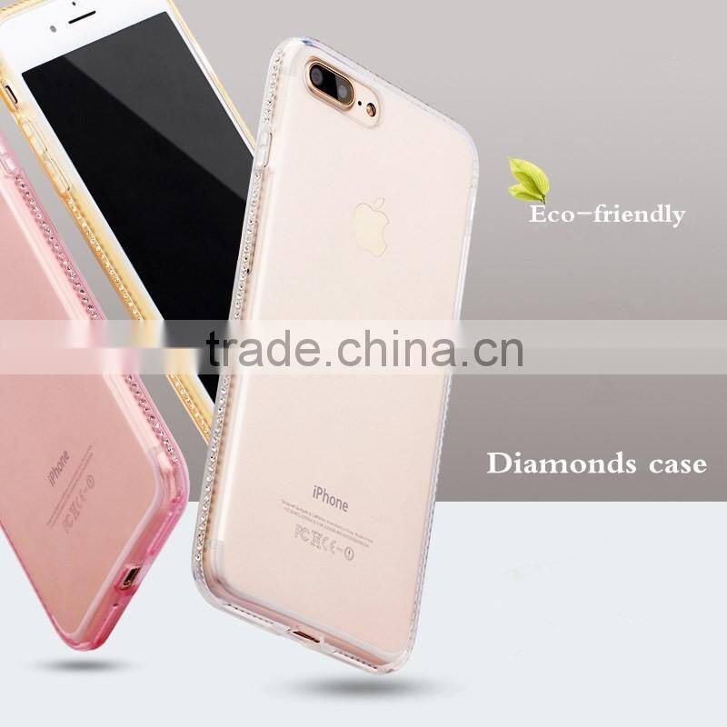 Ultra Thin Clear TPU Diamond Case For iPhone 7, for iPhone 7 Crystal Clear Rhinestones Case