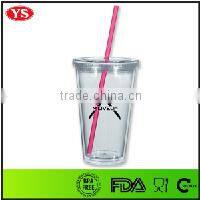 promotional 12oz bpa free plastic wine tumbler with lid and straw