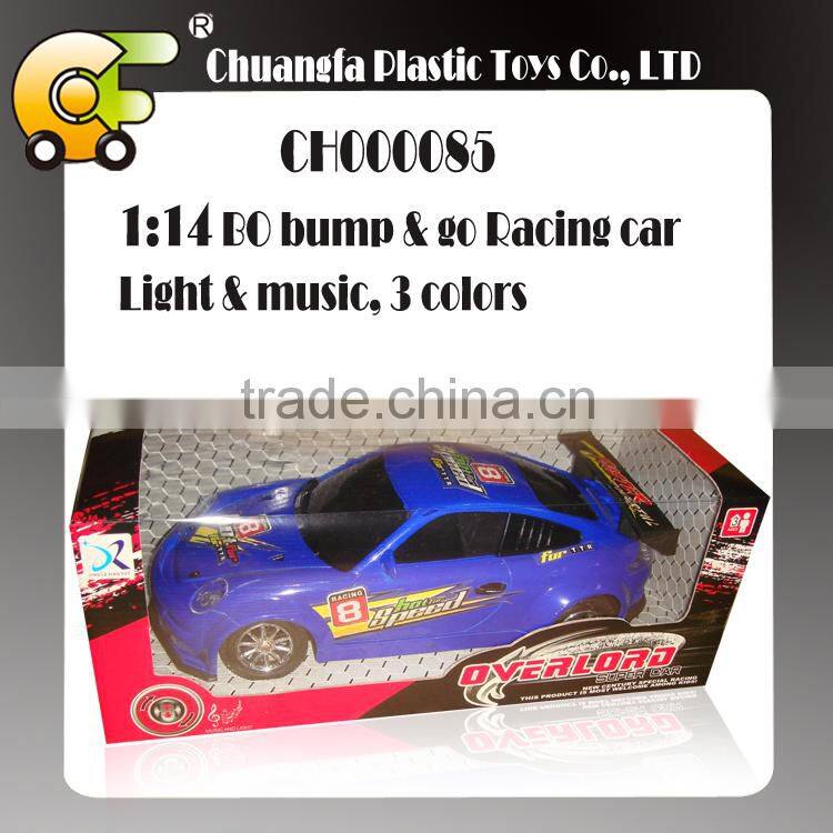 1:14 BO bump & go racing car with light & music 3 colors-red silver black