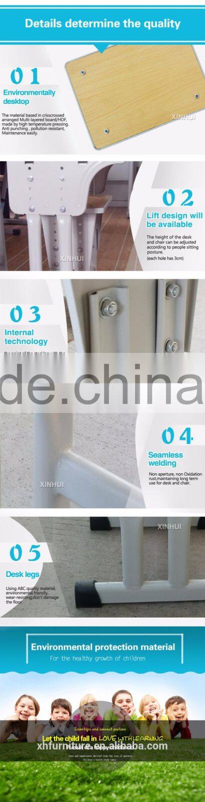 Commercial furniture school furniture sets metal single student desk and chair