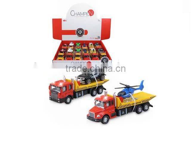 Wholesale die cast pull back car trailers with light and sound 12 in 1