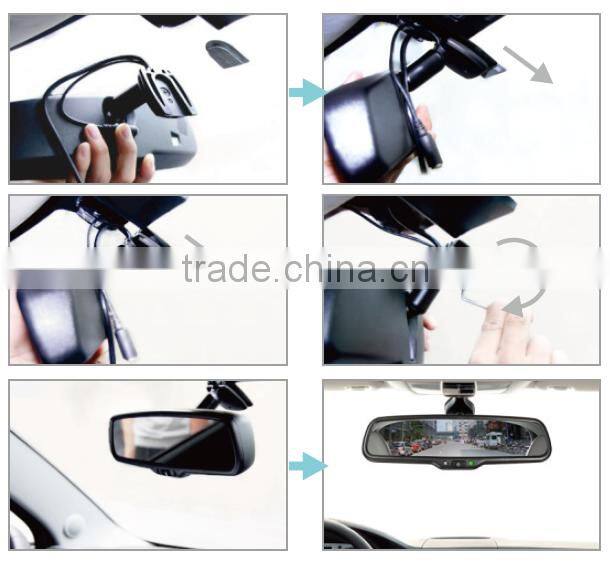 Dual 4.3'' LCD Display Car Rearview Mirror with Reverse Camera