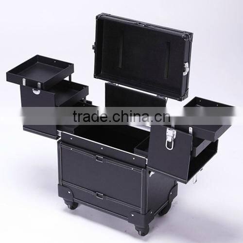 Professional Salon Rolling Cosmetic Train Case Artist Lockable Box