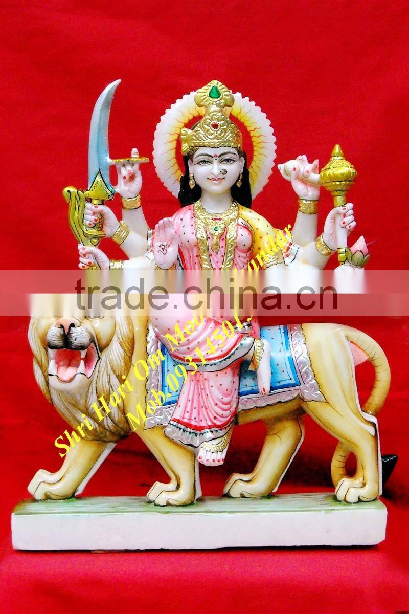 pure white marble durga maa statue