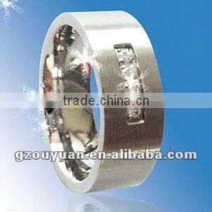 Stainless steel with diamond comfort fit eternity ring