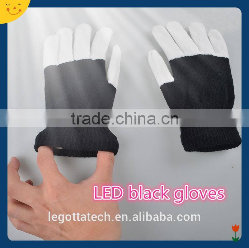 Hot sales amazine velvet flashing gloves raver dancing party 7 colors RGB light gloves