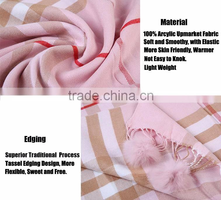 Made in China Designer Wholesale Women's Winter Classic Grid Long Reversible Scarves Shawl