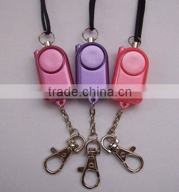 Personal security alarm with pull pin and keyring for ladies and children