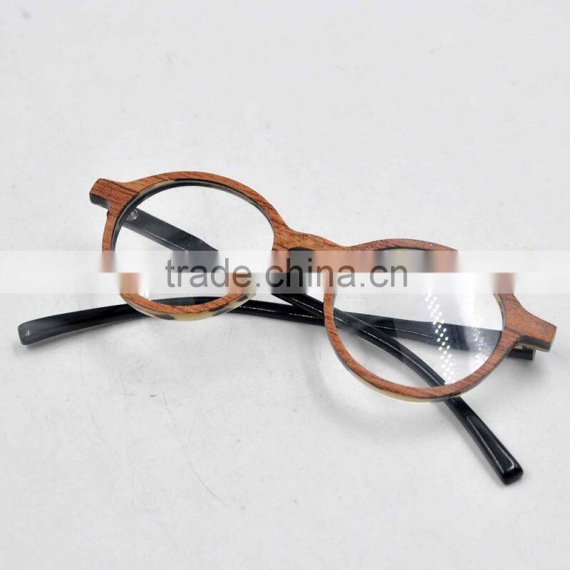 classical circle horn rimmed glasses buffalo horn laminated wooden optical glasses