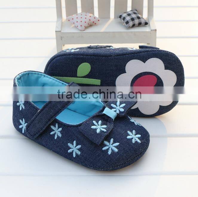 Wholesale baby soft sole denim cloth dress shoes