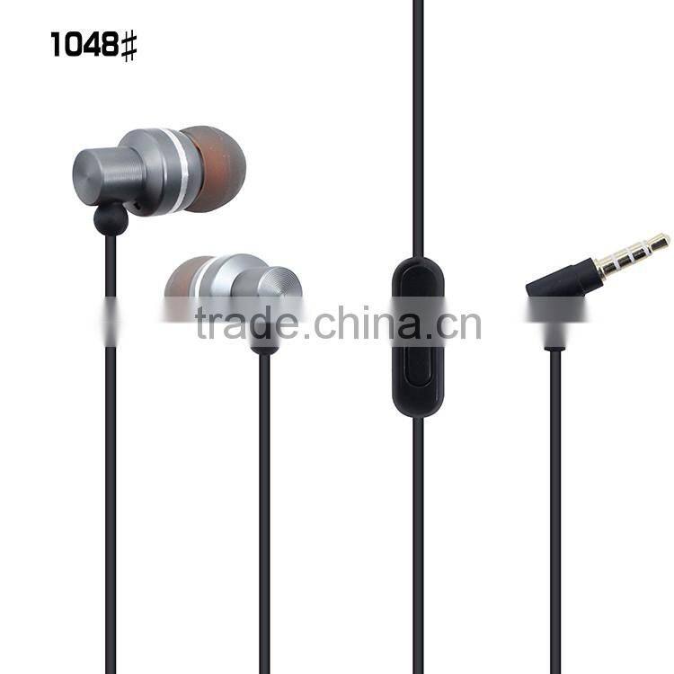 SNHALSAR mobile phone accessories, metal earphones with microphone, In-ear Headset