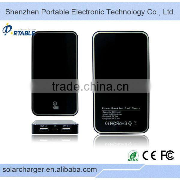 HOT! 6000mAh Touch Portable Power Bank with Dual USB for iPhone and iPad Same Charging