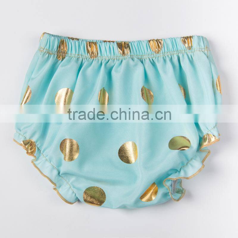 Baby new design ruffle pants baby panties bloomer wholesale price gold polka dot design