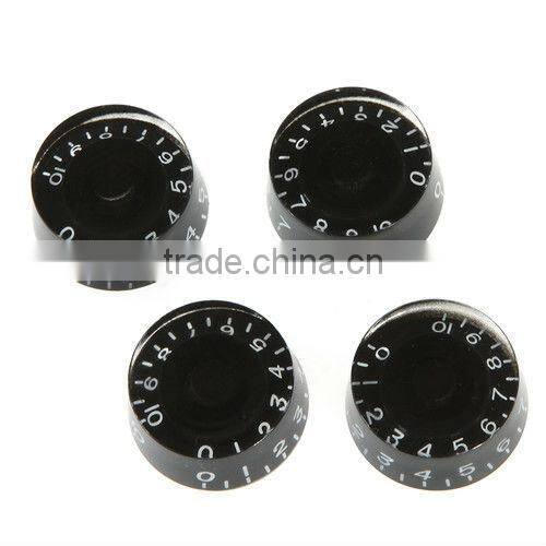 Set of 4 Speed Knobs Volume Tone Control Buttons For Guitar Parts Black