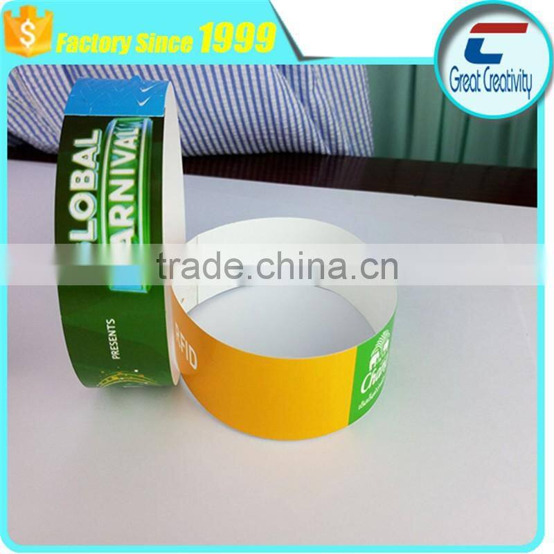 Custom logo printing disposable paper one off rfid smart wristband blacelet for festival events or exhibitions