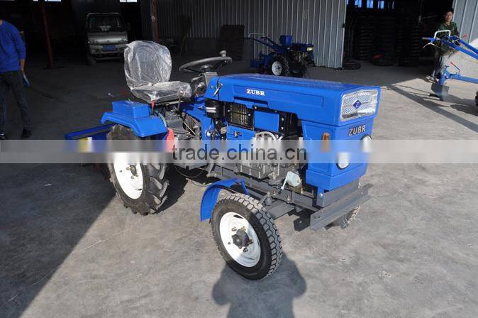 12hp/15hp agriculture machine mini tractor with rotary tiller,plough mower, trailer