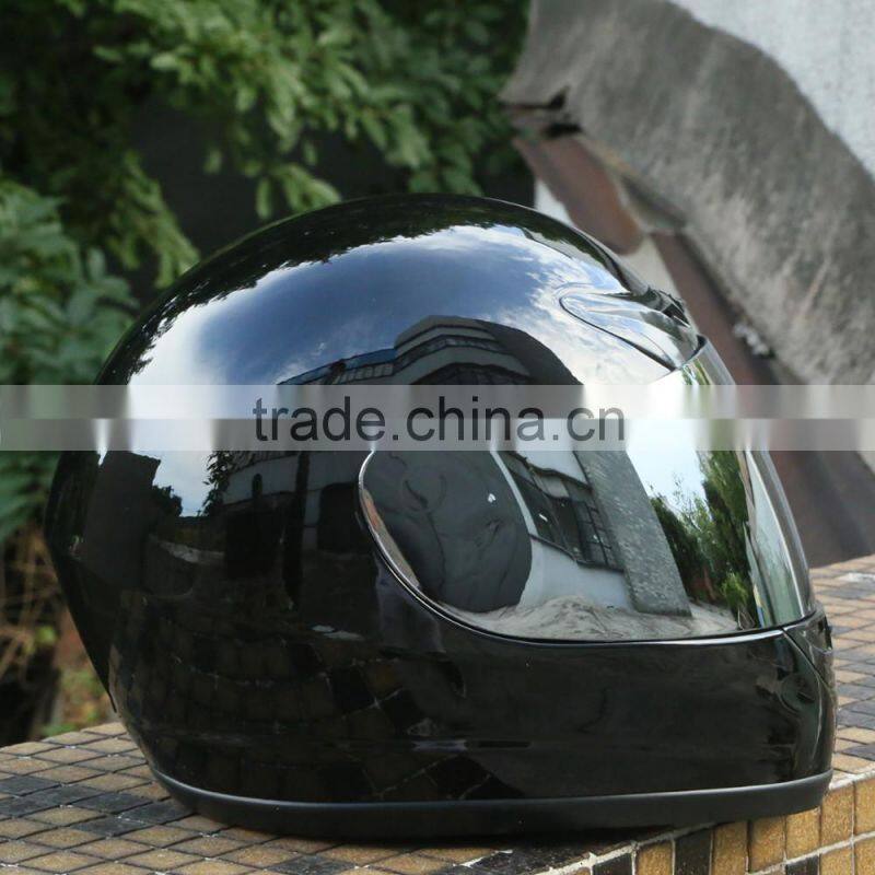 Adult Mirror Shield Gloss Black Full Face Motorcycle Street Helmet DOT Moto Bike